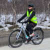 Woman riding electric bicycle
