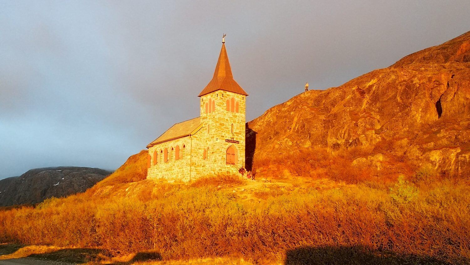 Grense Jakobselv church at sunset