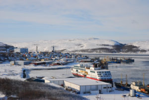 Kirkenes and Hurtigruten boat in winter