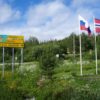 Traffic sign near Norway-Russia border